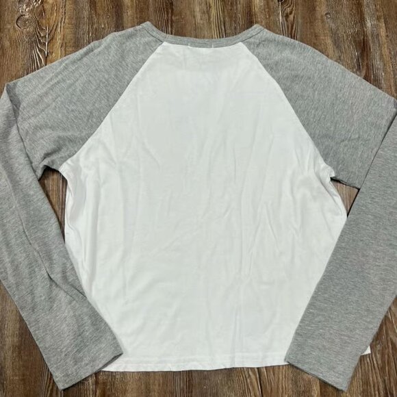 Y2K White and grey long sleeve raglan tee - Picture 3 of 3